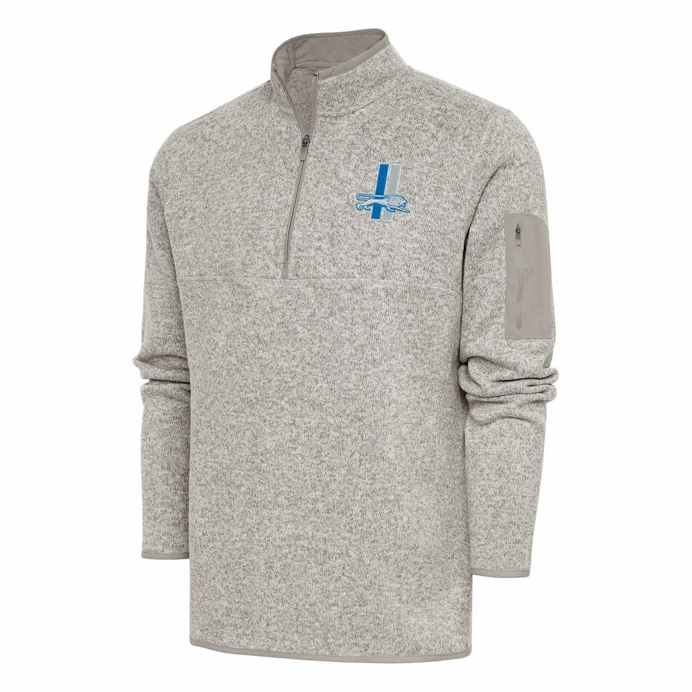 Detroit Lions Antigua Throwback Fortune Quarter-Zip Pullover Jacket - Oatmeal discount
