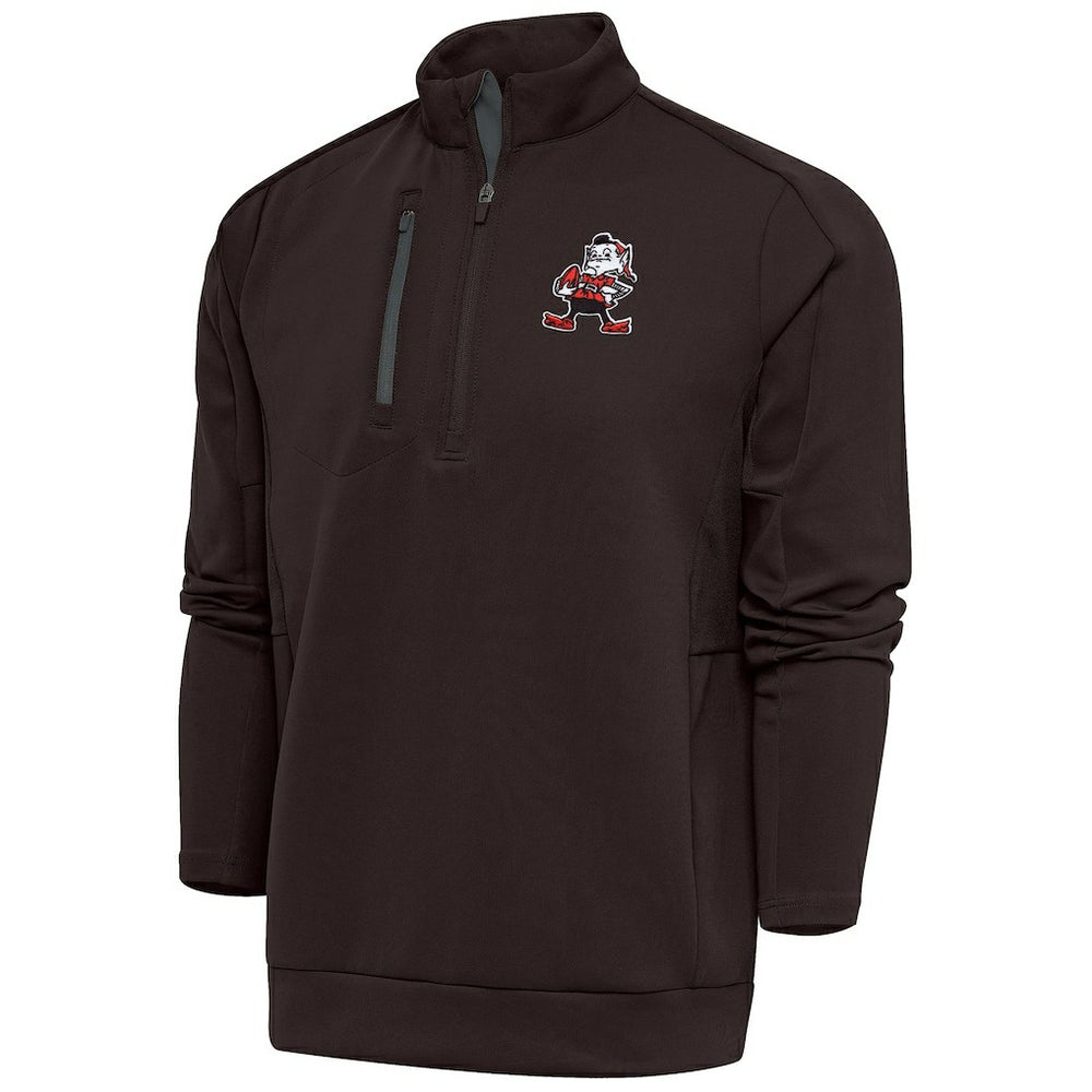 Cleveland Browns Antigua Team Logo Throwback Generation Quarter-Zip Pullover Top - Brown discount
