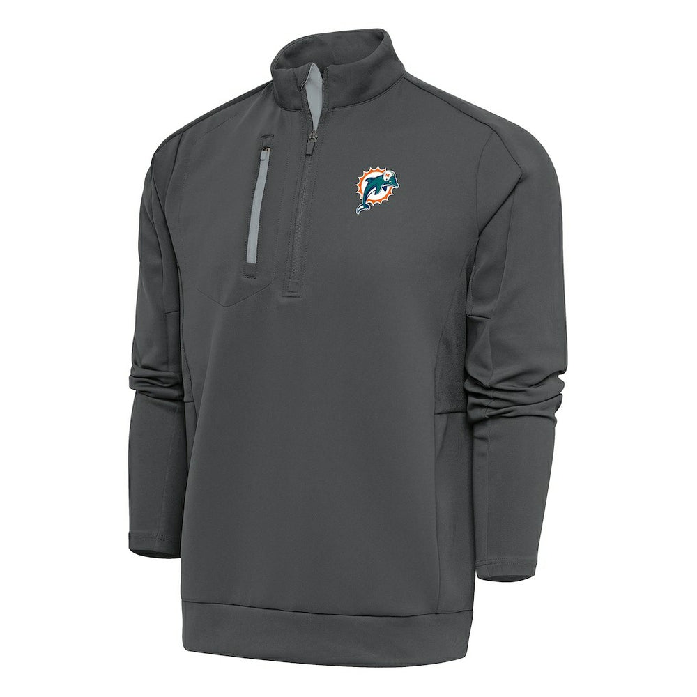 Miami Dolphins Antigua Team Logo Throwback Generation Quarter-Zip Pullover Top - Charcoal sale