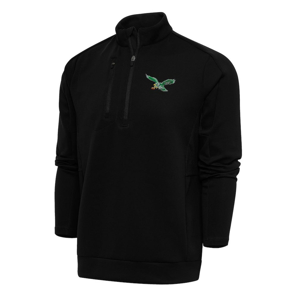 Philadelphia Eagles Antigua Team Logo Throwback Generation Quarter-Zip Pullover Top - Black sale