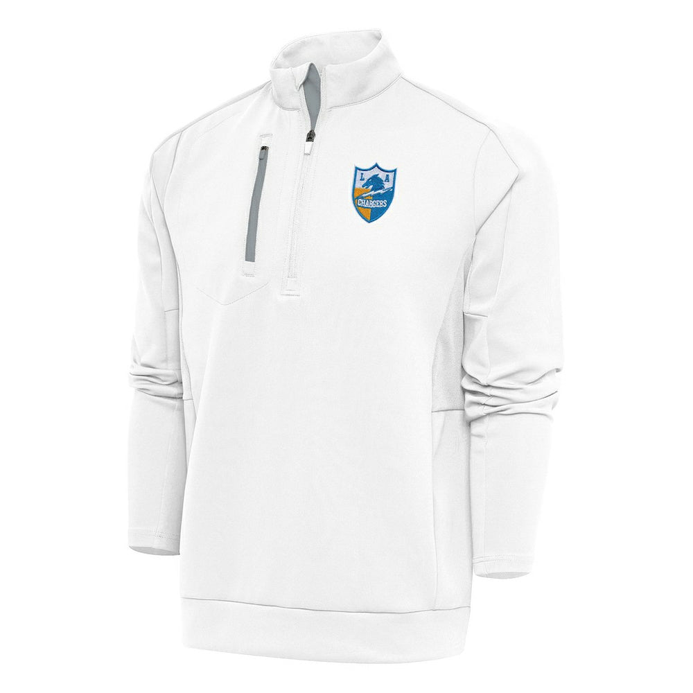 Los Angeles Chargers Antigua Team Logo Throwback Generation Quarter-Zip Pullover Top - White outlet