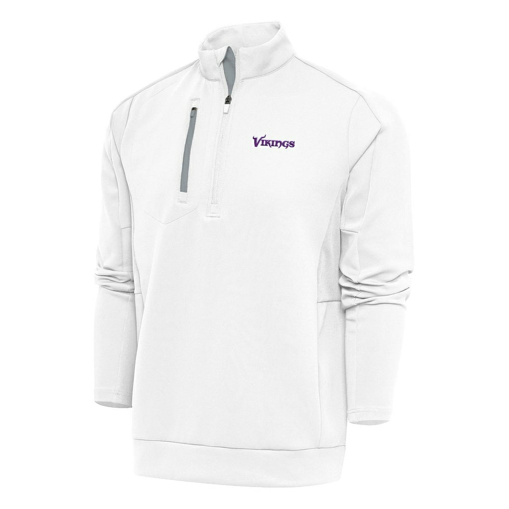 Minnesota Vikings Antigua Team Logo Throwback Generation Quarter-Zip Pullover Top - White sale