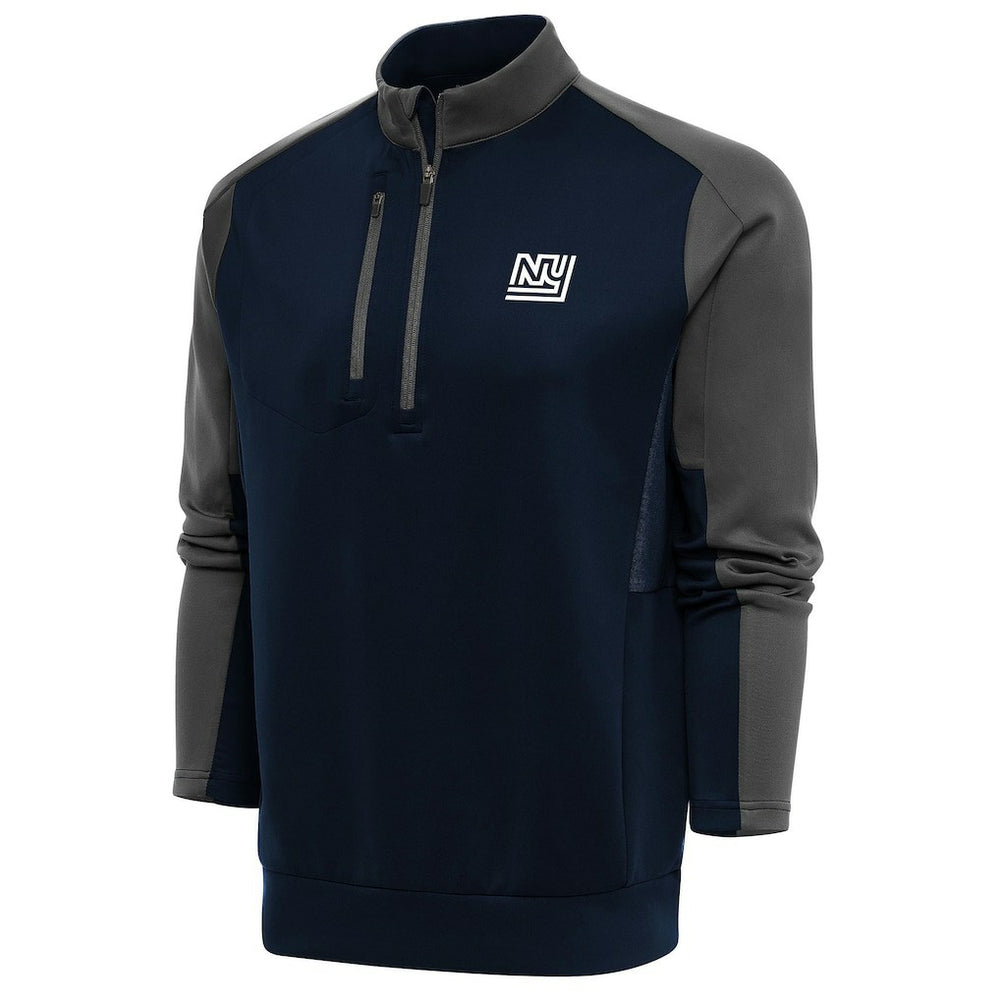 New York Giants Antigua Team Logo Throwback Team Quarter-Zip Pullover Top - Navy/Charcoal on sale
