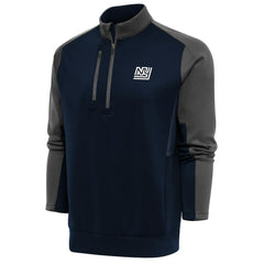 New York Giants Antigua Team Logo Throwback Team Quarter-Zip Pullover Top - Navy/Charcoal on sale