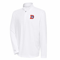 Denver Broncos Antigua Team Logo Throwback Tribute Quarter-Zip Pullover Top - White discount
