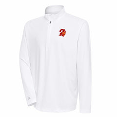 Tampa Bay Buccaneers Antigua Team Logo Throwback Tribute Quarter-Zip Pullover Top - White cheap