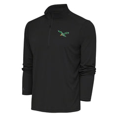 Philadelphia Eagles Antigua Team Logo Throwback Tribute Quarter-Zip Pullover Top - Charcoal outlet