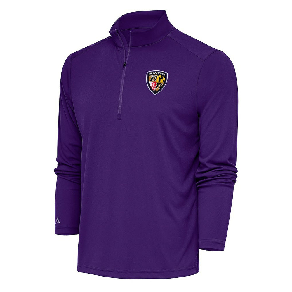 Baltimore Ravens Antigua Team Logo Throwback Tribute Quarter-Zip Pullover Top - Purple online