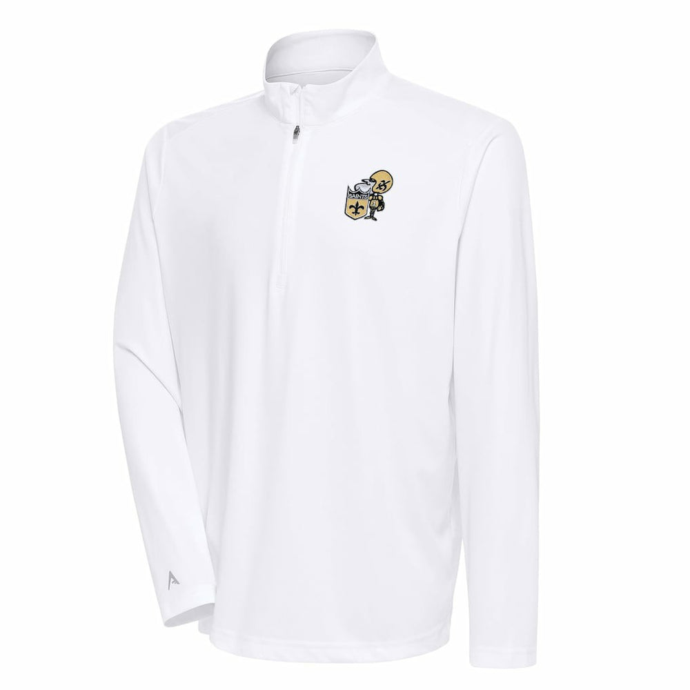 New Orleans Saints Antigua Team Logo Throwback Tribute Quarter-Zip Pullover Top - White cheap