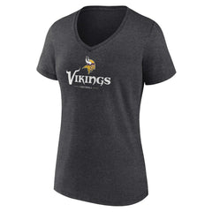 Minnesota Vikings Women's Logo Team Lockup V-Neck T-Shirt - Charcoal on sale