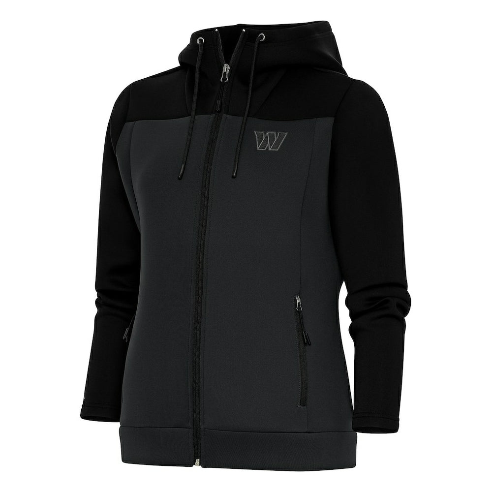 Washington Commanders Antigua Women's Tonal Logo Protect Full-Zip Hoodie Jacket - Black/Charcoal on sale