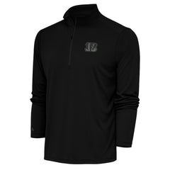 Cincinnati Bengals Antigua Tonal Logo Tribute Quarter-Zip Pullover Top - Black for sale