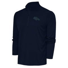 Denver Broncos Antigua Tonal Logo Tribute Quarter-Zip Pullover Top - Navy on sale