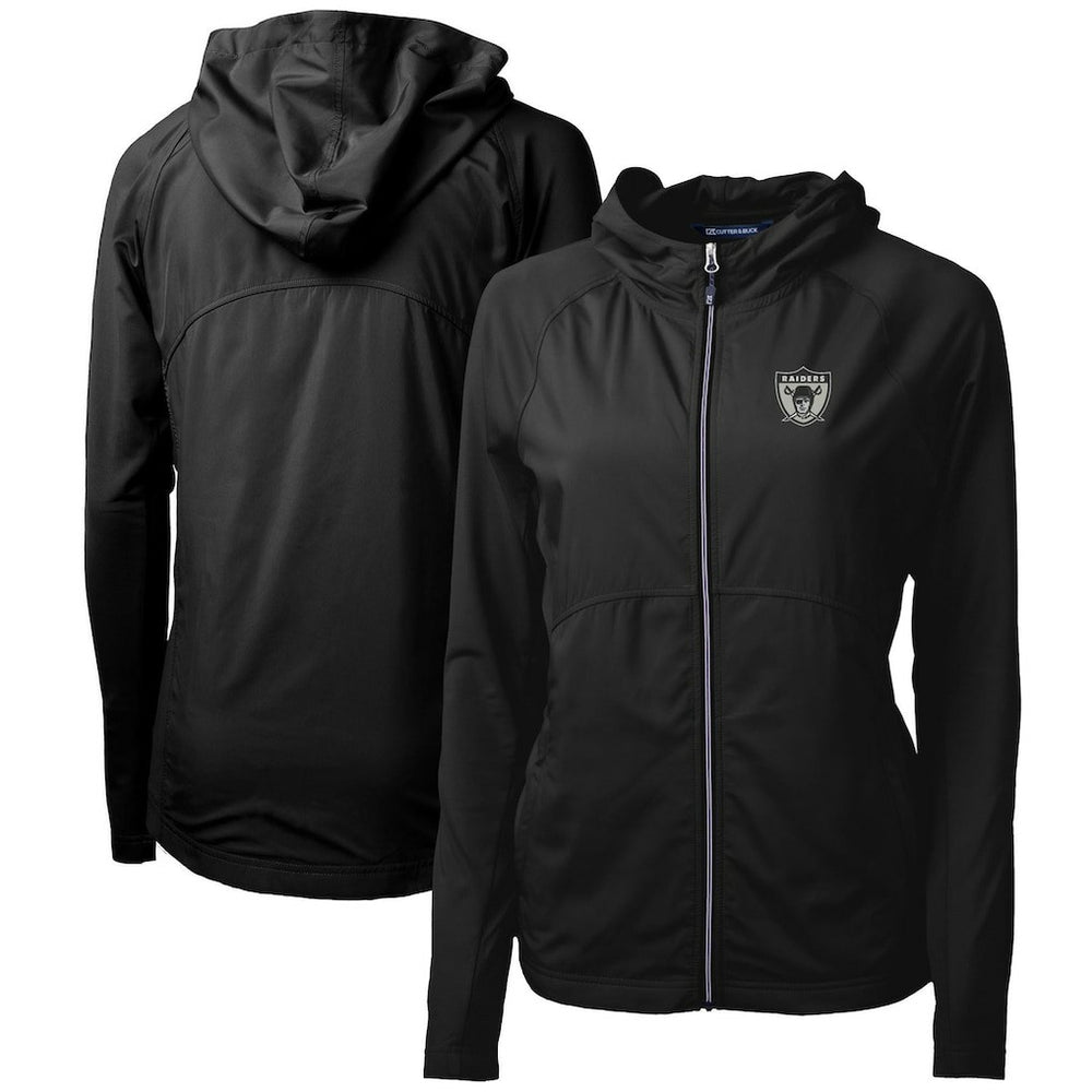 Las Vegas Raiders Cutter & Buck Women's Throwback Logo Adapt Eco Knit Hybrid Recycled Full-Zip Hoodie - Black discount