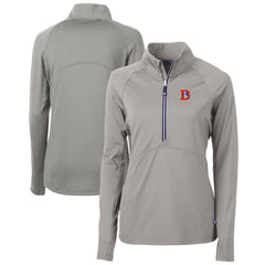 Denver Broncos Cutter & Buck Women's Throwback Logo Adapt Eco Knit Stretch Recycled Half-Zip Pullover Top - Gray discount