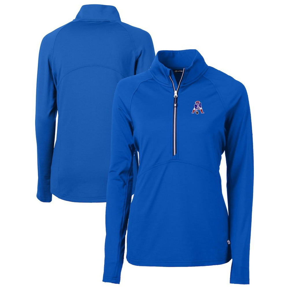 New England Patriots Cutter & Buck Women's Throwback Logo Adapt Eco Knit Stretch Recycled Half-Zip Pullover Top - Royal for sale