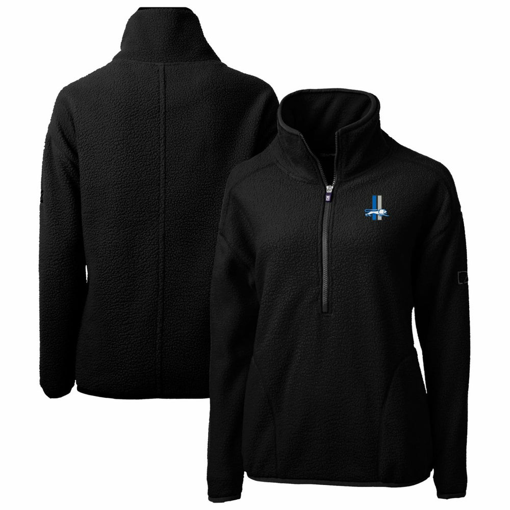 Detroit Lions Cutter & Buck Women's Throwback Logo Cascade Eco Sherpa Fleece Half-Zip Pullover Jacket - Black for sale