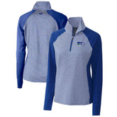 Seattle Seahawks Cutter & Buck Women's Throwback Logo Forge Tonal Stripe Stretch Half-Zip Pullover Top - Royal for sale