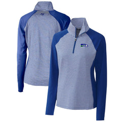 Seattle Seahawks Cutter & Buck Women's Throwback Logo Forge Tonal Stripe Stretch Half-Zip Pullover Top - Royal for sale