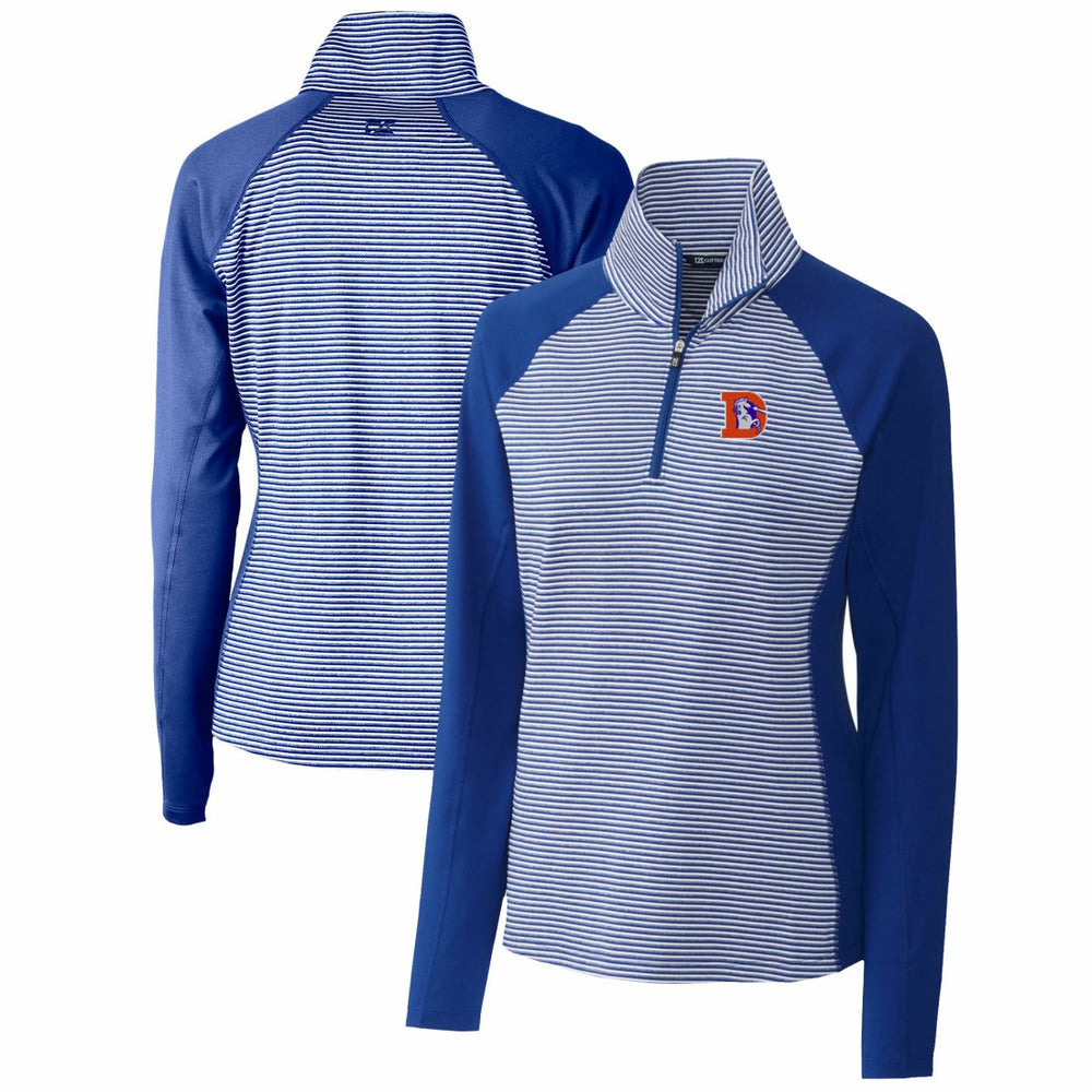 Denver Broncos Cutter & Buck Women's Throwback Logo Forge Tonal Stripe Stretch Half-Zip Pullover Top - Royal outlet