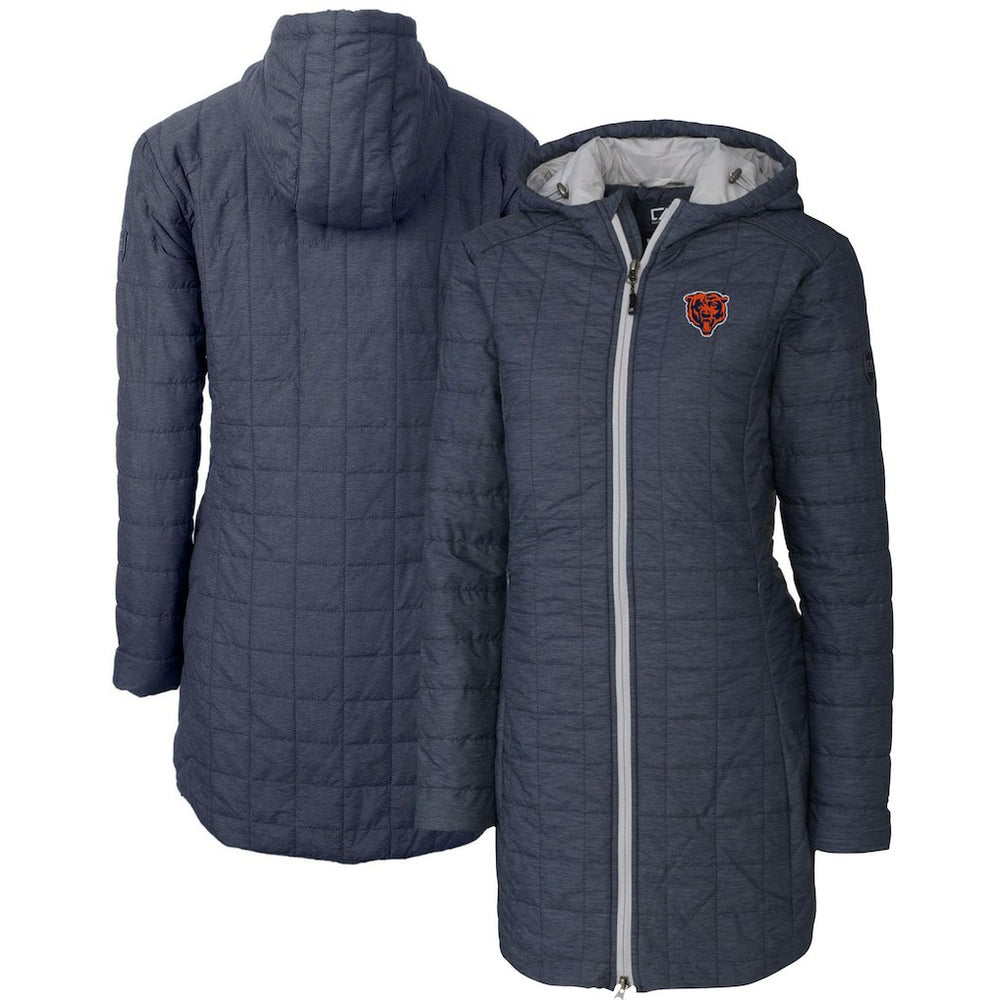 Chicago Bears Cutter & Buck Women's Throwback Logo Rainier Primaloft Eco Full-Zip Hoodie Long Coat - Heather Navy outlet