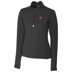 San Francisco 49ers Cutter & Buck Women's Throwback Logo Traverse Stretch Quarter-Zip Pullover Top - Black for sale