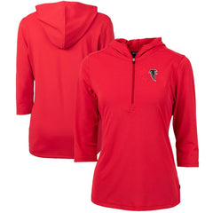 Atlanta Falcons Cutter & Buck Women's Throwback Logo Virtue Eco Pique 3/4 Sleeve Half-Zip Pullover Hoodie - Red cheap