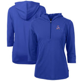 New England Patriots Cutter & Buck Women's Throwback Logo Virtue Eco Pique 3/4 Sleeve Half-Zip Pullover Hoodie - Royal cheap