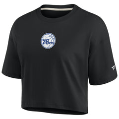 Philadelphia 76ers Women's Elements Super Soft Boxy Cropped T-Shirt - Black on sale