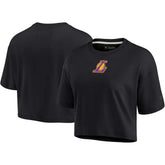 Los Angeles Lakers Women's Elements Super Soft Boxy Cropped T-Shirt - Black on sale