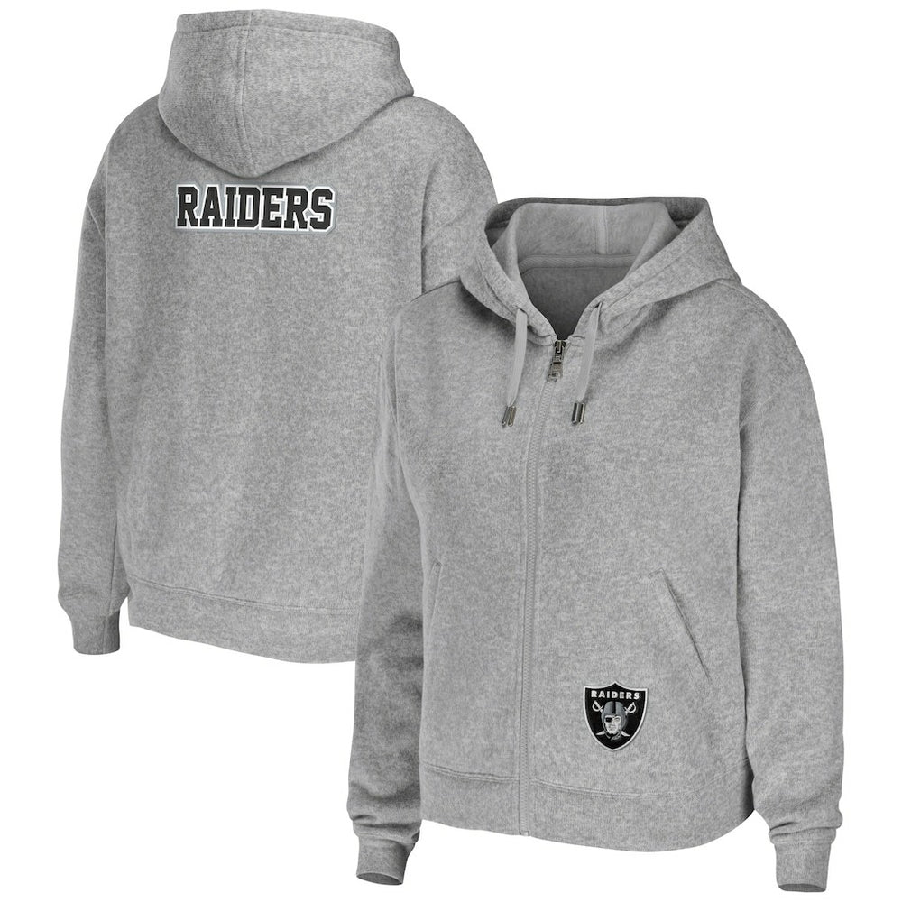 Las Vegas Raiders WEAR by Erin Andrews Women's Team Full-Zip Hoodie - Heathered Gray for sale