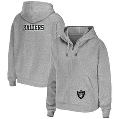 Las Vegas Raiders WEAR by Erin Andrews Women's Team Full-Zip Hoodie - Heathered Gray for sale