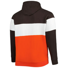 Cleveland Browns New Era Big & Tall Current Colorblock Raglan Fleece Pullover Hoodie - Orange/Brown cheap