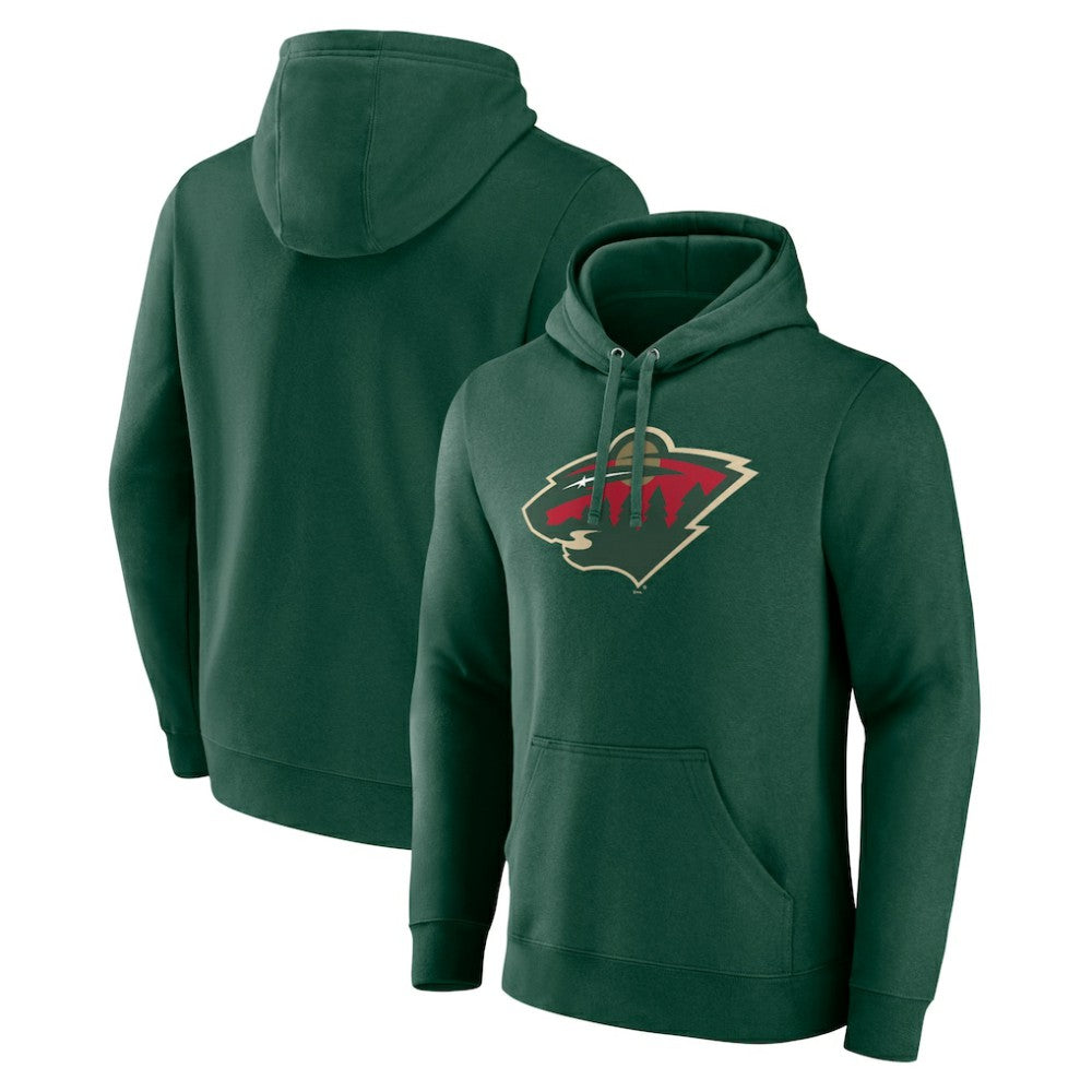 Minnesota Wild Fanatics Primary Logo Pullover Hoodie - Green Hoodies