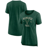 Milwaukee Bucks Women's Heritage Tri-Blend T-Shirt - Heather Hunter Green online