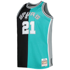 Tim Duncan San Antonio Spurs Big & Tall Hardwood Classics 1998/99 Split Swingman Jersey - Black/Teal online