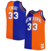 Patrick Ewing New York Knicks Big & Tall Hardwood Classics 1991/92 Split Swingman Jersey - Blue/Orange for sale