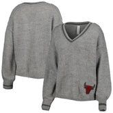 Chicago Bulls Lusso Women's Scarletts Lantern Sleeve Tri-Blend V-Neck Pullover Sweater - Gray outlet