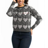 Chicago Bulls Lusso Women's Basketball Love Swarovski Crystal Intarsia Pullover Sweater sale - Charcoal on sale