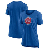 Detroit Pistons Women's Distressed Logo Tri-Blend T-Shirt sale - Heather Blue discount