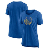 Golden State Warriors Women's Distressed Logo Tri-Blend T-Shirt sale - Heather Royal discount