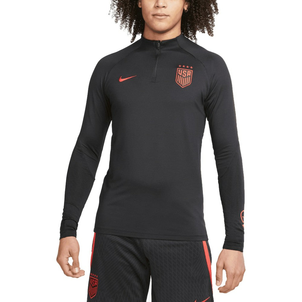 USWNT 2023 Strike Drill Performance Raglan Quarter-Zip Long Sleeve Top - Black outlet