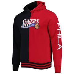 Philadelphia 76ers Big & Tall Hardwood Classics Split Pullover Hoodie - Black/Red discount