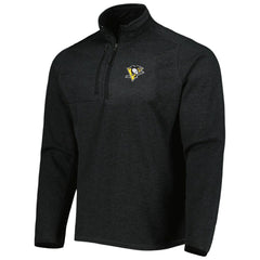Pittsburgh Penguins Antigua Course Quarter-Zip Jacket - Heathered Black Jackets