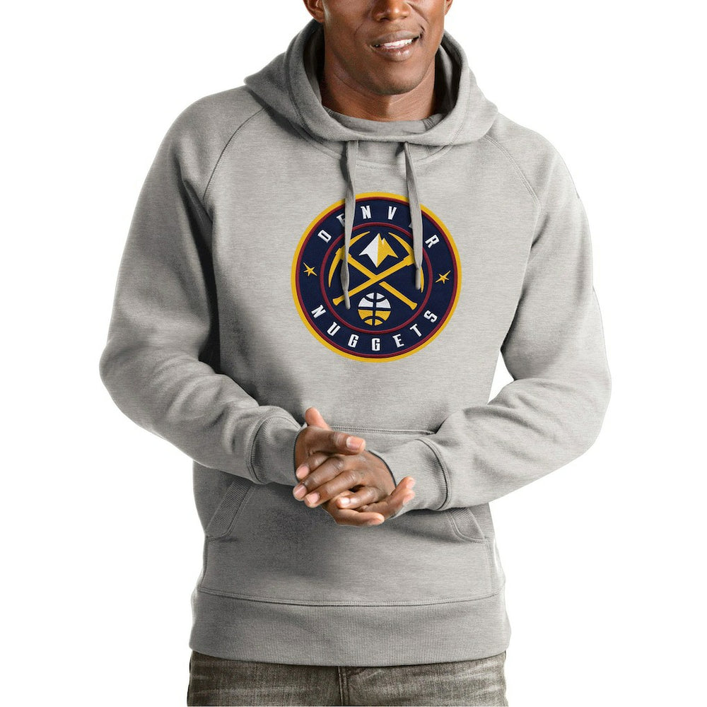 Denver Nuggets Antigua Team Logo Victory Pullover Hoodie sale - Heather Gray for sale