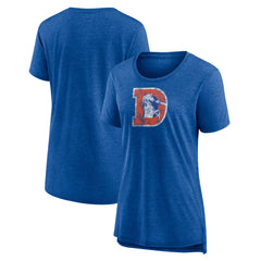 Denver Broncos Women's Throwback Team Logo Tri-Blend T-Shirt - Heather Royal online