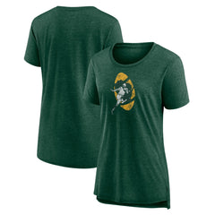 Green Bay Packers Women's Throwback Team Logo Tri-Blend T-Shirt - Heather Green cheap