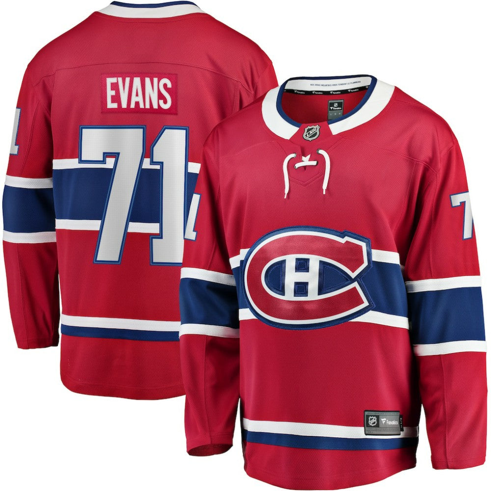 Jake Evans Montreal Canadiens Fanatics Home Breakaway Player Jersey - Red Jerseys
