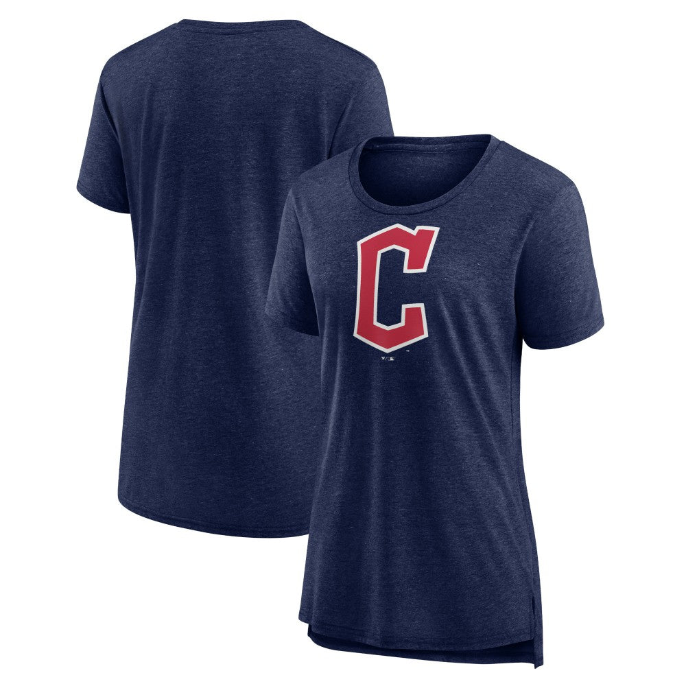 Cleveland Guardians Women's Official Wordmark Tri-Blend T-Shirt Heather Navy