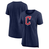 Cleveland Guardians Women's Official Wordmark Tri-Blend T-Shirt Heather Navy
